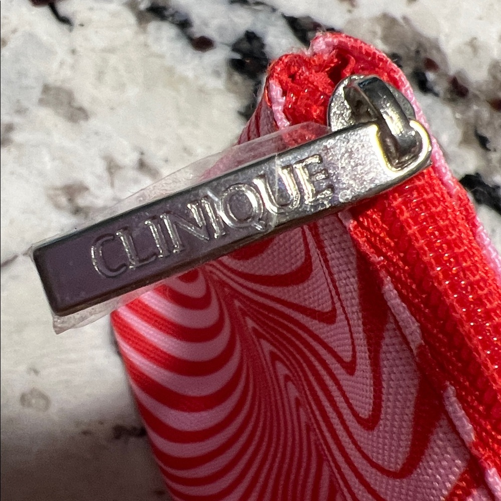 Clinique Red and Pink Swirl Cosmetic Pouch - Picture 2 of 3